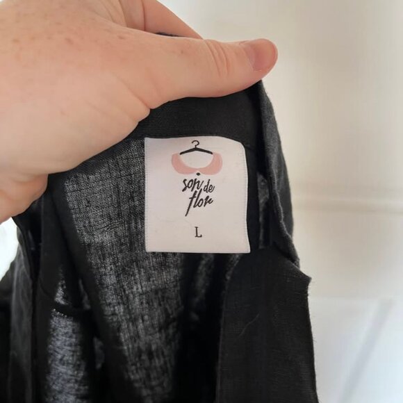 Son de Flor Black Linen Pinafore Dress - Picture 3 of 4